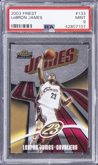 2003-04 Topps Finest #133 LeBron James Rookie Card - PSA MINT 9
